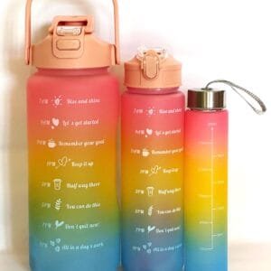 Versatile Silicone Water Bottle Set – Leakproof, BPA-free, and unbreakable, with 900ml, 300ml, and 2000ml capacities (Multicolor Pack of 3).